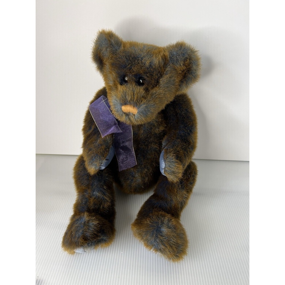 Ty‎ Classic BRODERICK Teddy Bear Brown/Blue Plush Animal 15" 1999